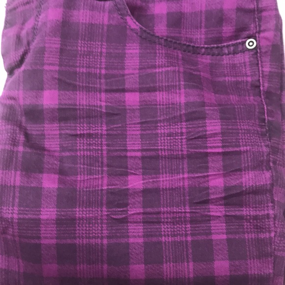 Women’s Size 32 Purple Black Plaid Pants with Whiskering look - Picture 7 of 12